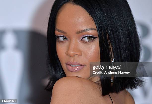 Rihanna attends the BRIT Awards 2016 at The O2 Arena on February 24, 2016 in London, England.