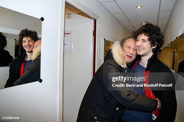 Actors Benoit Poelvoorde and Vincent Lacoste present the movie "Saint Amour" during the 'Vivement Dimanche' French TV Show at Pavillon Gabriel on...