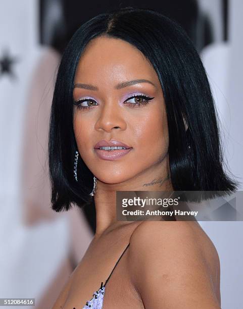 Rihanna attends the BRIT Awards 2016 at The O2 Arena on February 24, 2016 in London, England.
