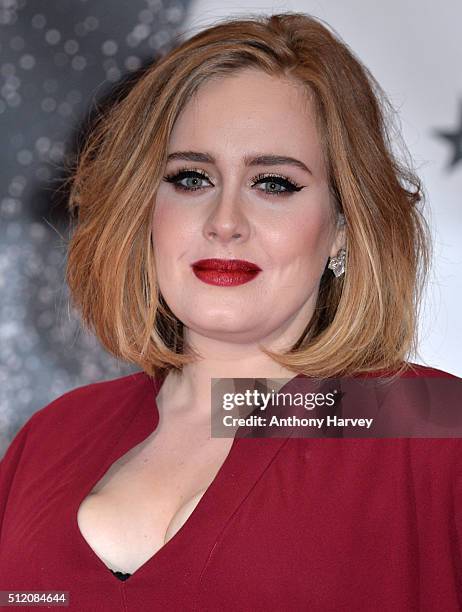 Adele attends the BRIT Awards 2016 at The O2 Arena on February 24, 2016 in London, England.