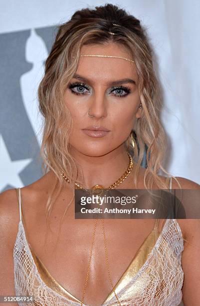 Perrie Edwards attends the BRIT Awards 2016 at The O2 Arena on February 24, 2016 in London, England.