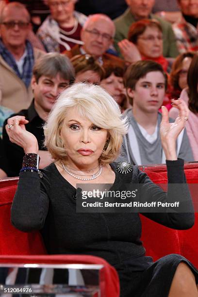 Actress Amanda Lear presents the Theater Play "La Candidate", performed at Theatre de la Michodiere, during the 'Vivement Dimanche' French TV Show at...