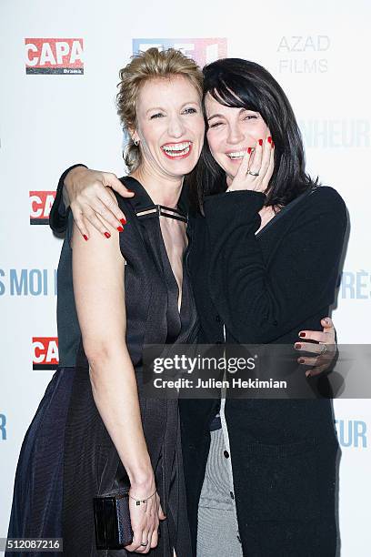 Zabou Breitman and Alexandra Lamy attend "Apres Moi Le Bonheur" Paris Photocall at Cinema Gaumont Marignan on February 24, 2016 in Paris, France.