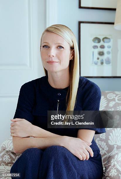 Actress and founder of Goop.com and Juice Beauty makeup Gwyneth Paltrow is photographed for Los Angeles Times on February 3, 2016 in Santa Monica,...
