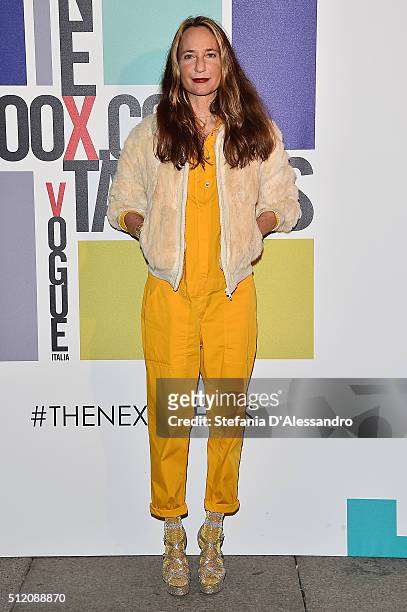 Guest attends The Next Talents party during Milan Fashion Week Fall/Winter 2016/17 on February 24, 2016 in Milan, Italy.