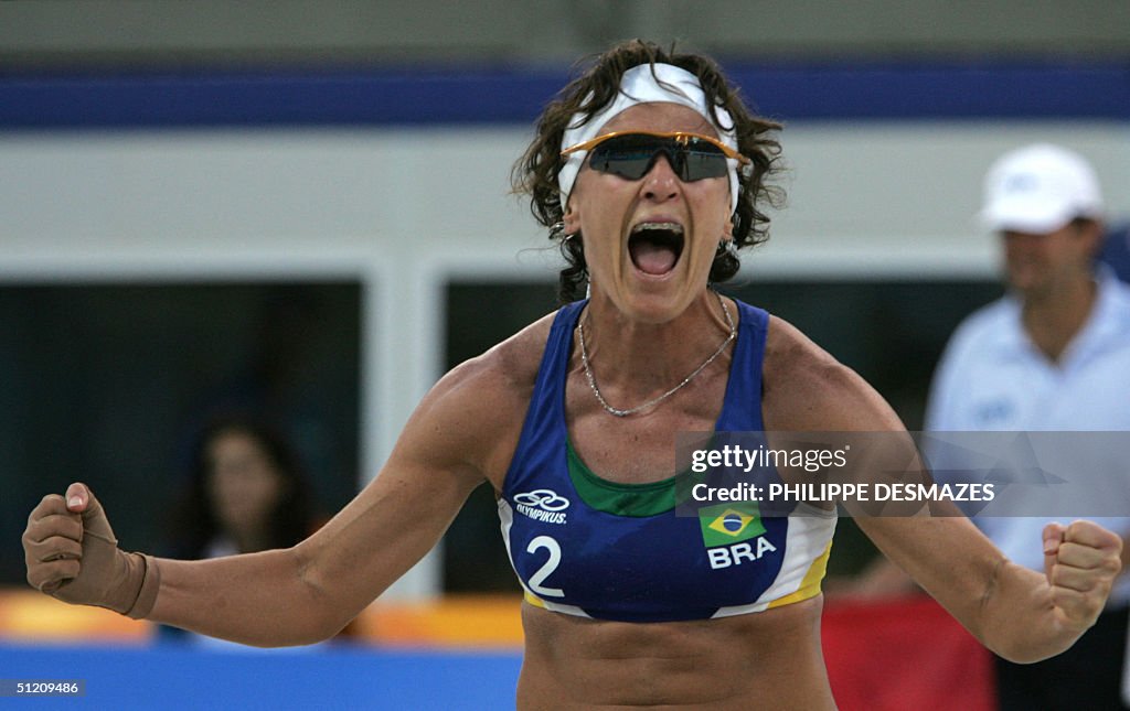 Shelda Brazilian player Shelda Bede jubilates after winning in the women's ...