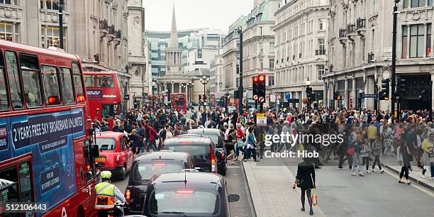 Over Busy Crowded Sidewalk On Oxford Street In London Photos and Premium High Res ...