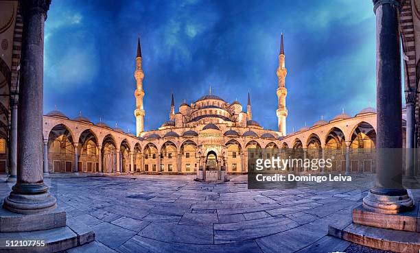 blue mosque istanbul empty courtyard - istanbul stock pictures, royalty-free photos & images