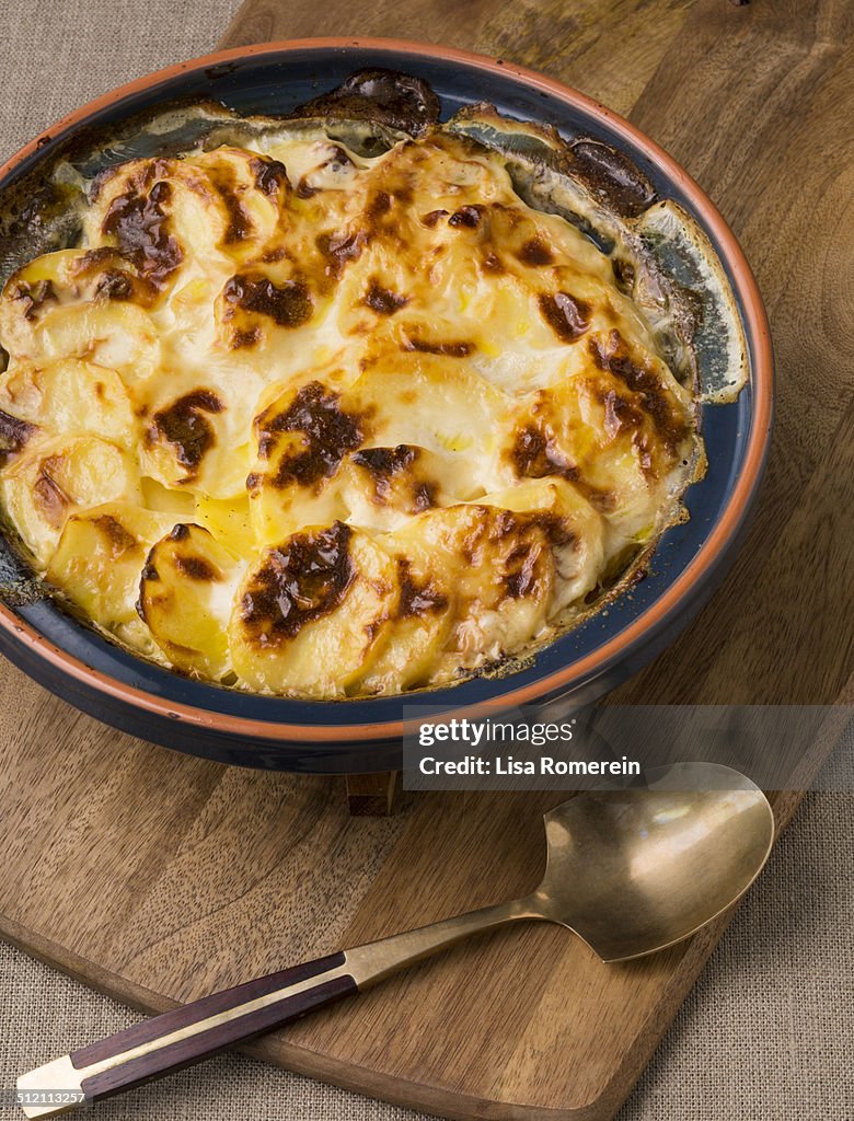 Serving bowl with gratin dauphinois