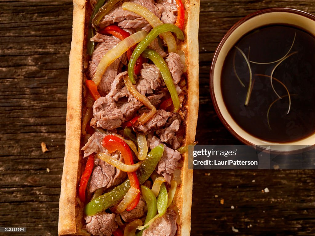 Philly Steak Sandwich with Peppers and Au Jus