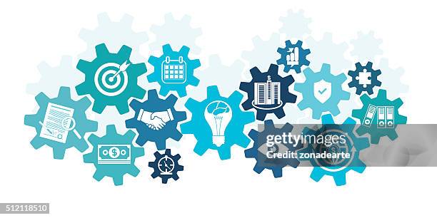 business icons in cog wheel - membership community business stock illustrations