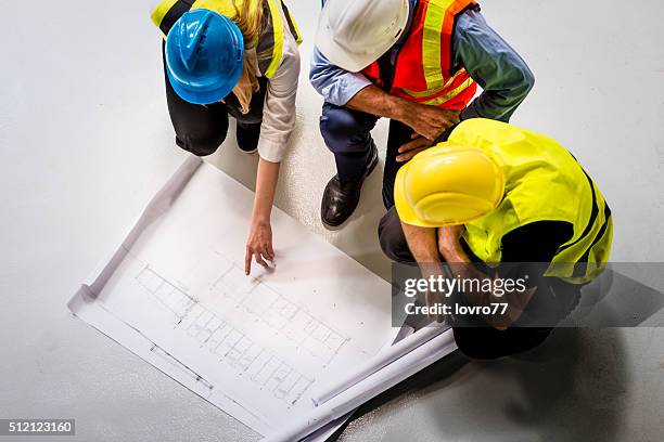 blueprints - flooring contractor stock pictures, royalty-free photos & images