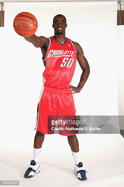 Emeka Okafor of the Charlotte Bobcats poses for a portrait at Jacksonville Veterans Memorial Arena on July 26, 2004 in Jacksonville, Florida. NOTE TO...