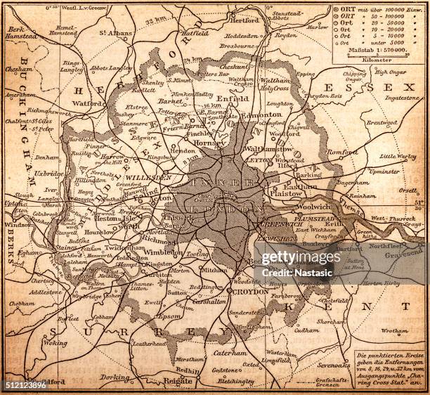 historische karte von london (18. jahrhundert - london und umgebung stock-grafiken, -clipart, -cartoons und -symbole