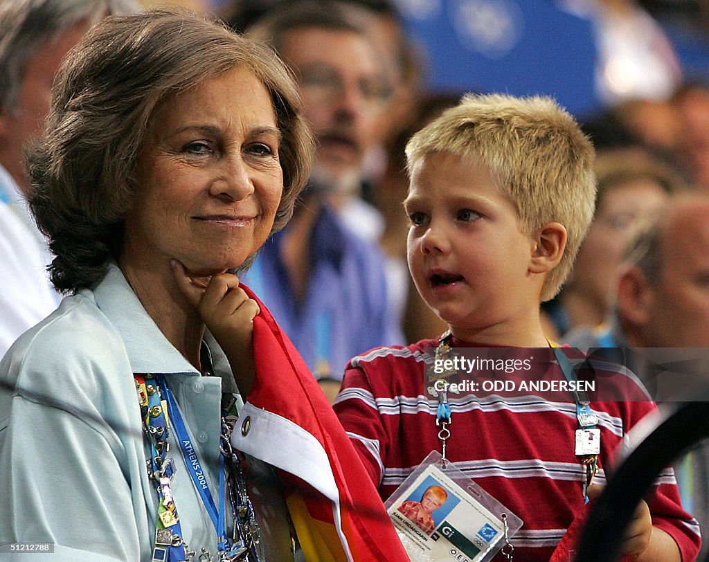 Queen Sofia of  Spain is tickled by her