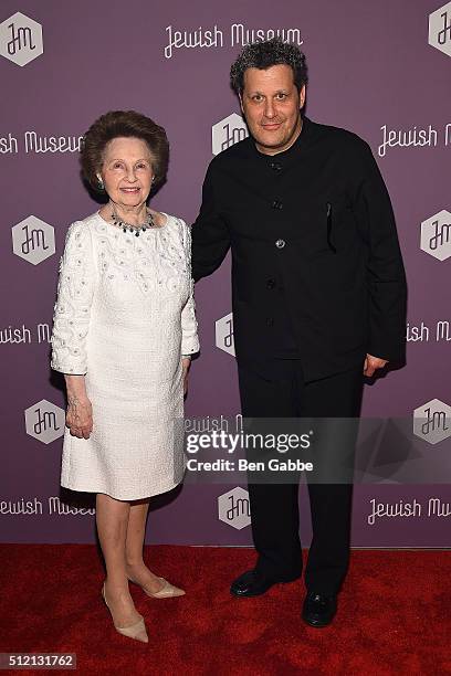 Honoree Elizabeth Wilf and fashion designer Isaac Mizrahi attend the Jewish Museum's Purim Ball at the Park Avenue Armory on February 24, 2016 in New...