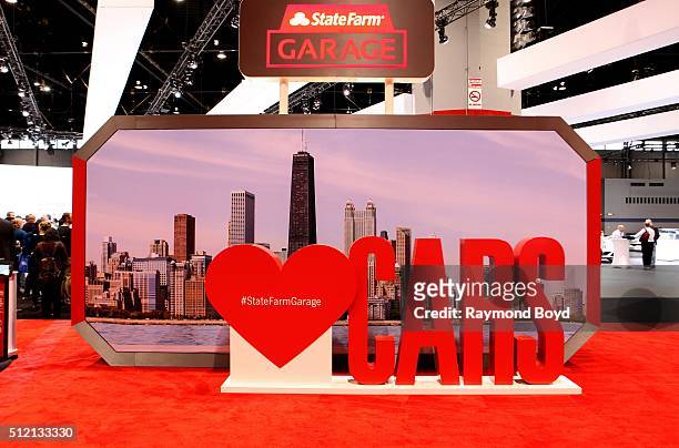 State Farm signage is on display at the 108th Annual Chicago Auto Show at McCormick Place in Chicago, Illinois on February 12, 2016.