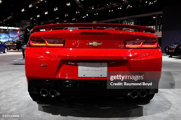 Chevrolet Camaro SS is on display at the 108th Annual Chicago Auto Show at McCormick Place in Chicago, Illinois on February 12, 2016.