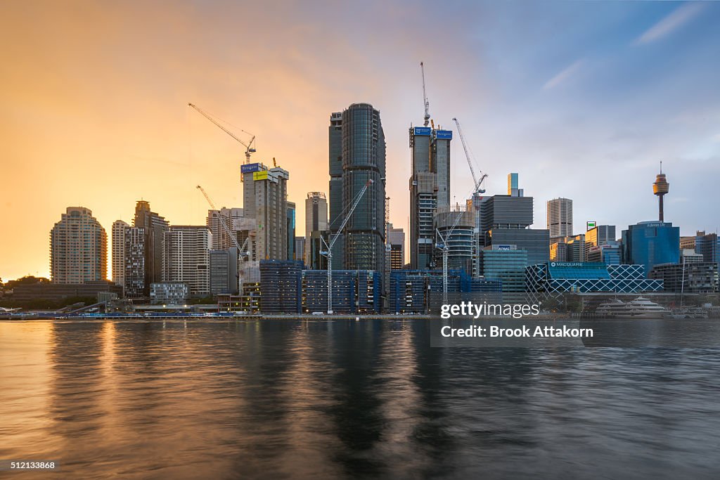 Barangaroo construction site aerial view.