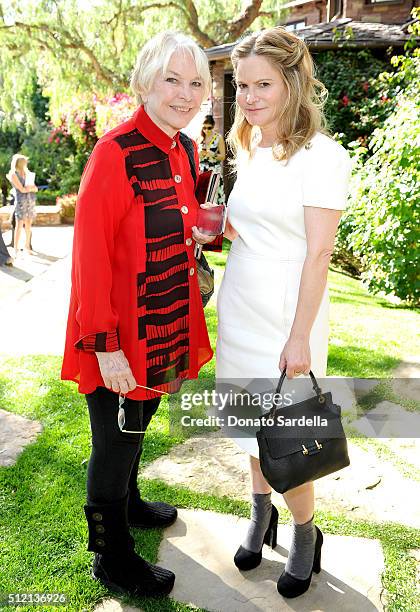 Actresses Ellen Burstyn and Jennifer Jason Leigh attend the 3rd Annual DVF Oscar Luncheon honoring the female nominees of the 88th Academy Awards on...