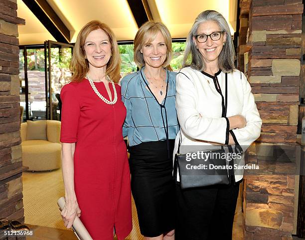 Dawn Hudson, Tv personality Willow Bay and costume designer Deborah Nadoolman Landis attend the 3rd Annual DVF Oscar Luncheon honoring the female...