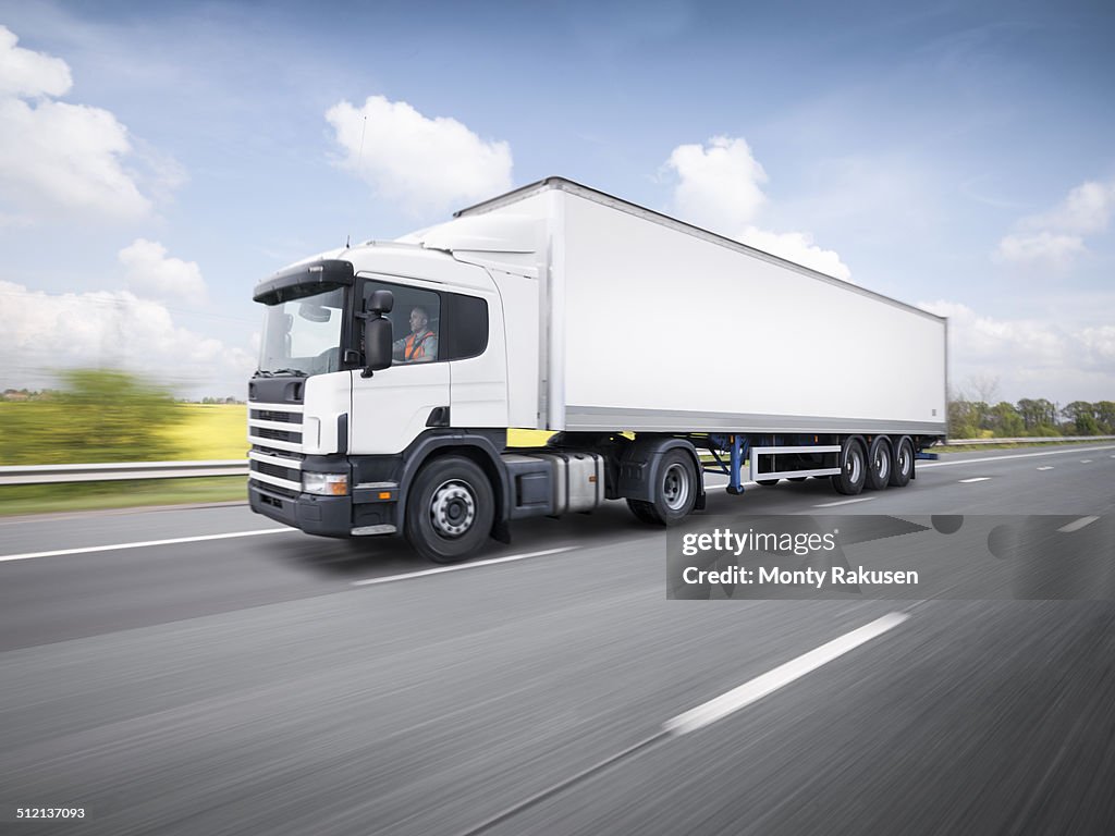 Freight truck on the move on motorway