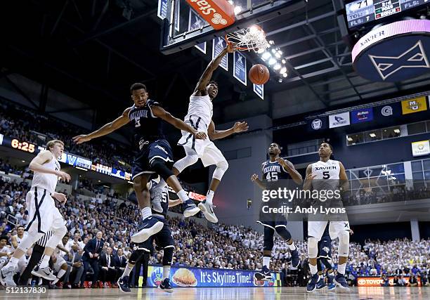 Jalen Reynolds of the Xavier Musketeers dunks the ball during the 90-83 win over the Villanova Wildcats at Cintas Center on February 24, 2016 in...