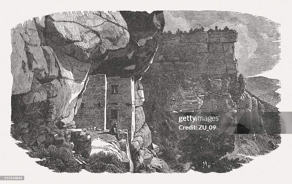 Ruins of Anasazi people, Arizona, USA, wood engraving, published 1880