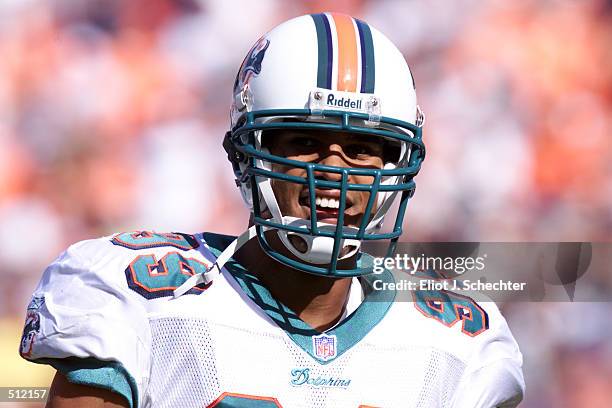 Jason Taylor of the Miami Dolphins during the game against the Denver Broncos at Pro Player Stadium in Miami, Florida. The Dolphins won 21-10....
