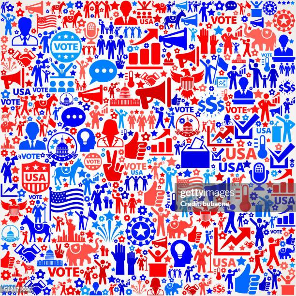 stockillustraties, clipart, cartoons en iconen met vote and elections usa patriotic icon pattern - presidentieel debat