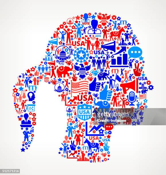 woman vote and elections usa patriotic icon pattern - candidate profile stock illustrations