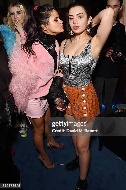 Bip Ling and Charli XCX attend the Warner Music Group & Ciroc Vodka Brit Awards after party at Freemasons Hall on February 24, 2016 in London,...