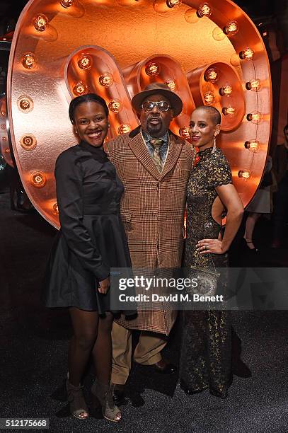 George Clinton and guests attend the Warner Music Group & Ciroc Vodka Brit Awards after party at Freemasons Hall on February 24, 2016 in London,...