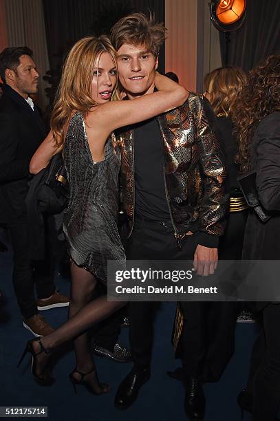 Abbey Clancy and Oliver Cheshire attend the Warner Music Group & Ciroc Vodka Brit Awards after party at Freemasons Hall on February 24, 2016 in...