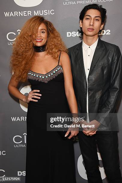 Lucas Goodman and Jillian Hervey attend the Warner Music Group & Ciroc Vodka Brit Awards after party at Freemasons Hall on February 24, 2016 in...