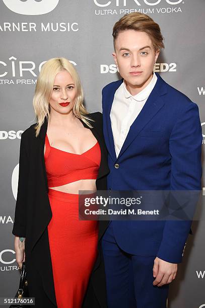 Roman Kemp and guest attend the Warner Music Group & Ciroc Vodka Brit Awards after party at Freemasons Hall on February 24, 2016 in London, England.