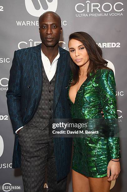 Ozwald Boateng and guest attend the Warner Music Group & Ciroc Vodka Brit Awards after party at Freemasons Hall on February 24, 2016 in London,...