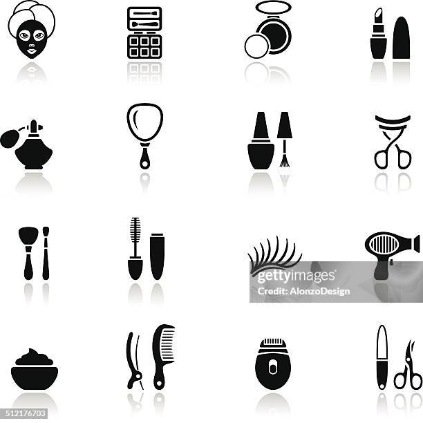 make-up-icon-set - kajalschminke stock-grafiken, -clipart, -cartoons und -symbole