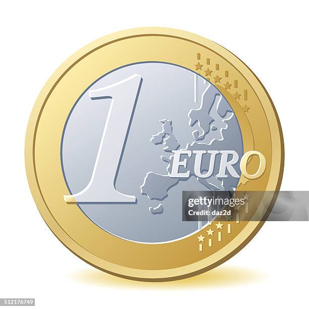 ein-euro-münze - einzelner gegenstand stock-grafiken, -clipart, -cartoons und -symbole