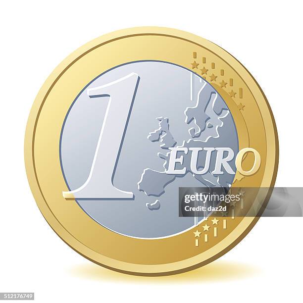 illustrazioni stock, clip art, cartoni animati e icone di tendenza di moneta da un euro - single object