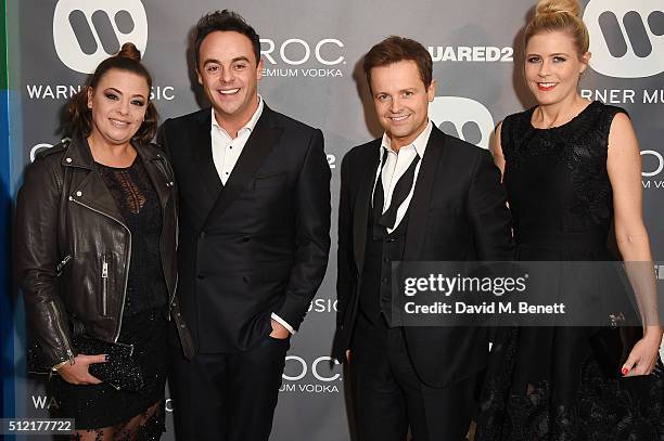 Lisa Armstrong, Anthony McPartlin, Declan Donnelly and Ali Astall attend the Warner Music Group & Ciroc Vodka Brit Awards after party at Freemasons...