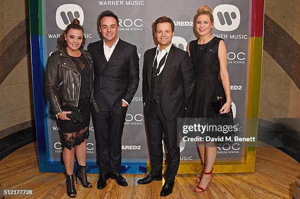 Lisa Armstrong, Anthony McPartlin, Declan Donnelly and Ali Astall attend the Warner Music Group & Ciroc Vodka Brit Awards after party at Freemasons...