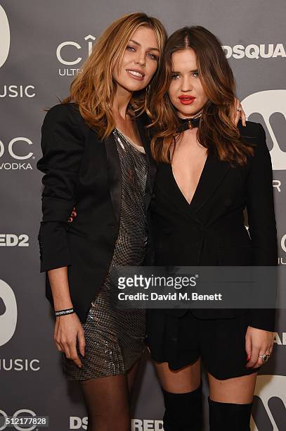 Abbey Clancy and guest attend the Warner Music Group & Ciroc Vodka Brit Awards after party at Freemasons Hall on February 24, 2016 in London, England.