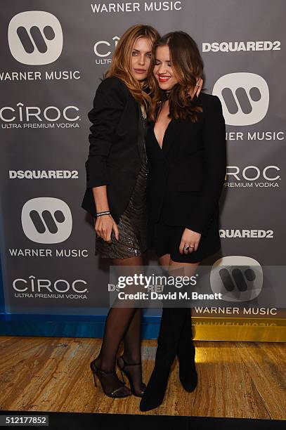 Abbey Clancy and guest attend the Warner Music Group & Ciroc Vodka Brit Awards after party at Freemasons Hall on February 24, 2016 in London, England.