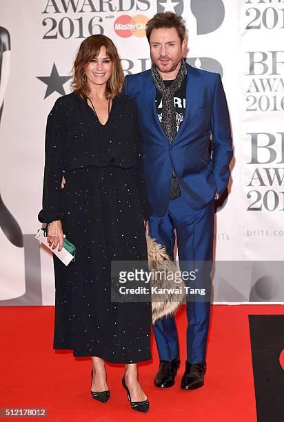 Yasmin Le Bon and Simon Le Bon attend the BRIT Awards 2016 at The O2 Arena on February 24, 2016 in London, England.
