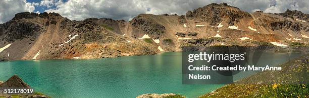 columbine lake panorama - columbine colorado stock pictures, royalty-free photos & images