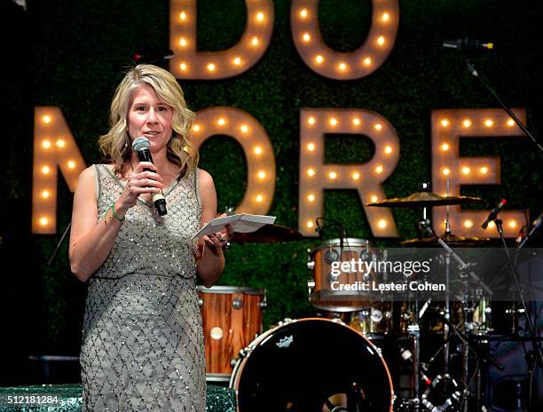 Of the UN Foundation Susan Myers accepts award onstage during Global Green USA's 13th annual pre-Oscar party at Mr. C Beverly Hills on February 24,...