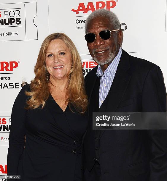 Lori McCreary and Morgan Freeman attend the 15th annual Movies For Grownups Awards at the Beverly Wilshire Four Seasons Hotel on February 8, 2016 in...