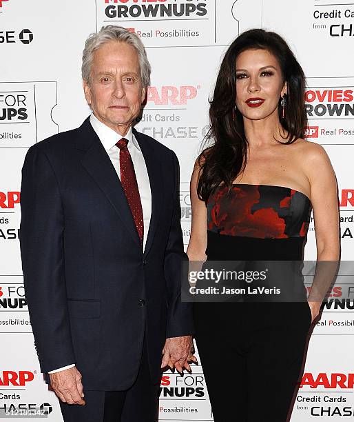 Actor Michael Douglas and actress Catherine Zeta-Jones attend the 15th annual Movies For Grownups Awards at the Beverly Wilshire Four Seasons Hotel...