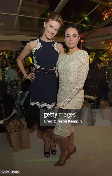 Maggie Grace and Mia Maestro attend Global Green USA's 13th Annual Pre-Oscar Party at Mr. C Beverly Hills on February 24, 2016 in Beverly Hills,...